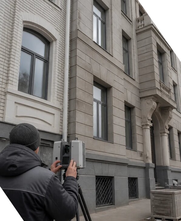 Лазерное сканирование фасадов зданий для обследования в Елизове